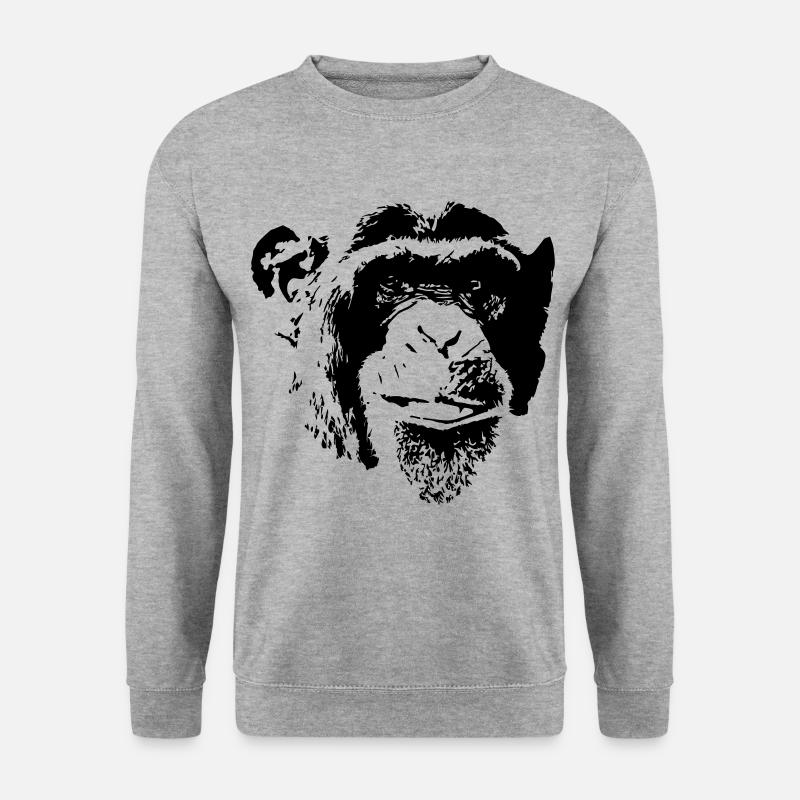 Affe Gesicht - Unisex Pullover - Weißgrau meliert