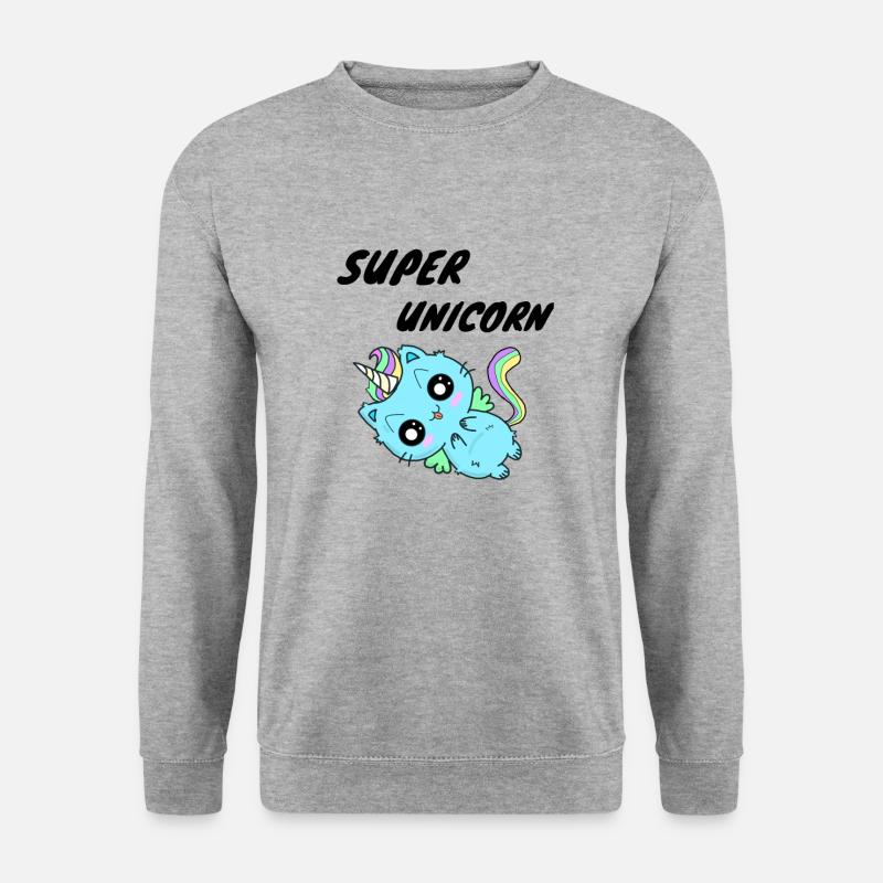 super unicorn cat Einhorn Katze - Unisex Pullover - Weißgrau meliert