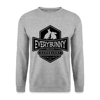 Jeder Hase braucht einen Hasen kuscheln Schwarz - Unisex Pullover - Weißgrau meliert - Vorne - Alina (178cm) & Michal (187cm)