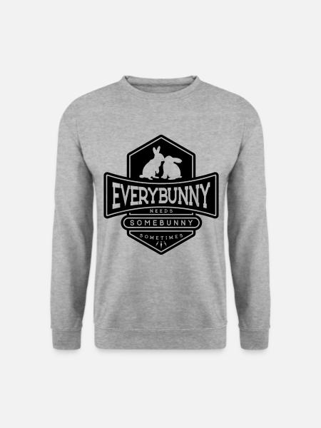 Jeder Hase braucht einen Hasen kuscheln Schwarz - Unisex Pullover - Weißgrau meliert