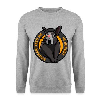 Hungry rabbit needs food feed me Funny - Unisex Sweatshirt - salt & pepper - Front - Alina (178cm) & Michal (187cm)