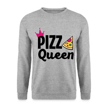 Pizza Queen Frauen Cooles Geschenk für Frauen - Unisex Pullover - Weißgrau meliert - Vorne - Alina (178cm) & Michal (187cm)
