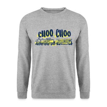 Trains trains locomotive cadeau - Sweat-shirt Unisexe - gris chiné - Devant - Alina (178cm) & Michal (187cm)