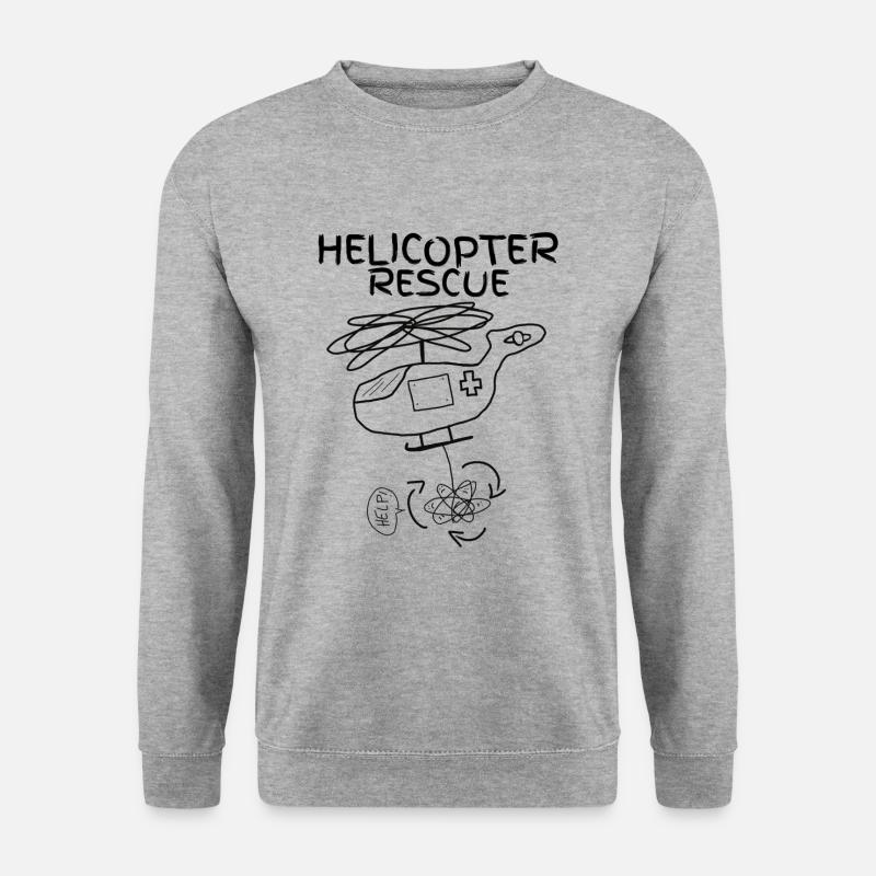 Helicopter Rescue Patient dreht wie ein Propeller - Unisex Pullover - Weißgrau meliert