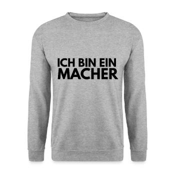 ich bin ein Macher - Unisex Pullover - Weißgrau meliert - Vorne - Alina (178cm) & Michal (187cm)