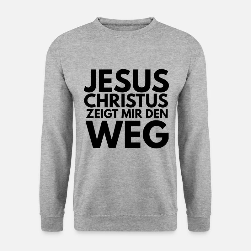 Jesus Christus zeigt mir den weg - Unisex Pullover - Weißgrau meliert