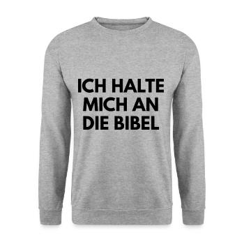Ich halte mich an die Bibel - Unisex Pullover - Weißgrau meliert - Vorne - Alina (178cm) & Michal (187cm)