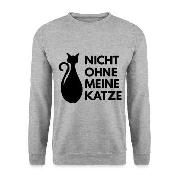 nicht ohne meine Katze - Unisex Pullover - Weißgrau meliert - Vorne - Alina (178cm) & Michal (187cm)