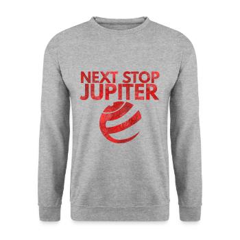 Next stop Jupiter - Unisex Pullover - Weißgrau meliert - Vorne - Alina (178cm) & Michal (187cm)