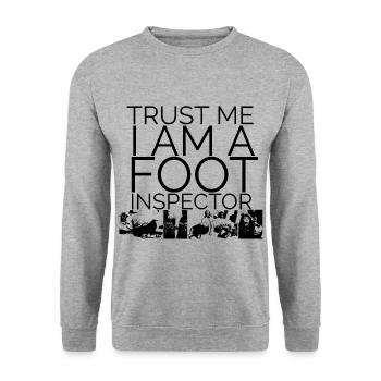 Trust me i am a foot Inspector - Unisex Pullover - Weißgrau meliert - Vorne - Alina (178cm) & Michal (187cm)