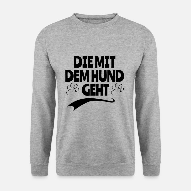 Die mit dem Hund geht - Unisex Pullover - Weißgrau meliert