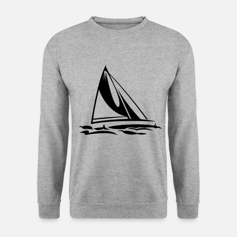 Segelboot - Unisex Pullover - Weißgrau meliert