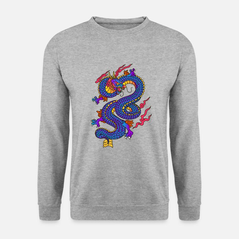 Drache - Unisex Pullover - Weißgrau meliert