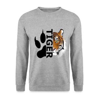 Tiger - Unisex Pullover - Weißgrau meliert - Vorne - Alina (178cm) & Michal (187cm)