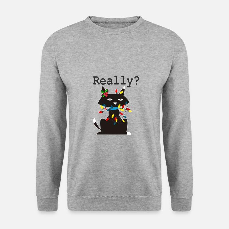 Weihnachten Katze - Unisex Pullover - Weißgrau meliert