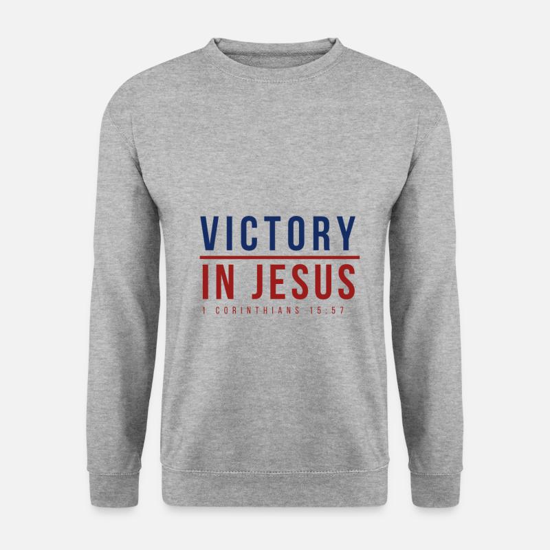 victory in jesus - Unisex Pullover - Weißgrau meliert