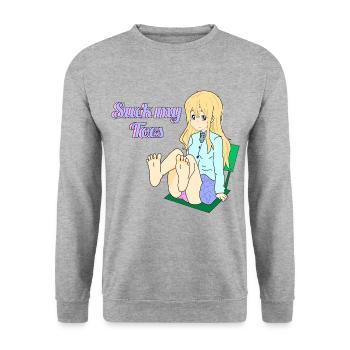 Suck my Toes - Unisex Pullover - Weißgrau meliert - Vorne - Alina (178cm) & Michal (187cm)