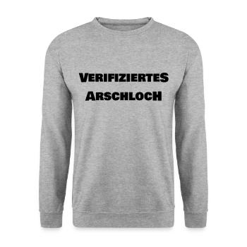 Verifiziertes Arschloch - Unisex Pullover - Weißgrau meliert - Vorne - Alina (178cm) & Michal (187cm)