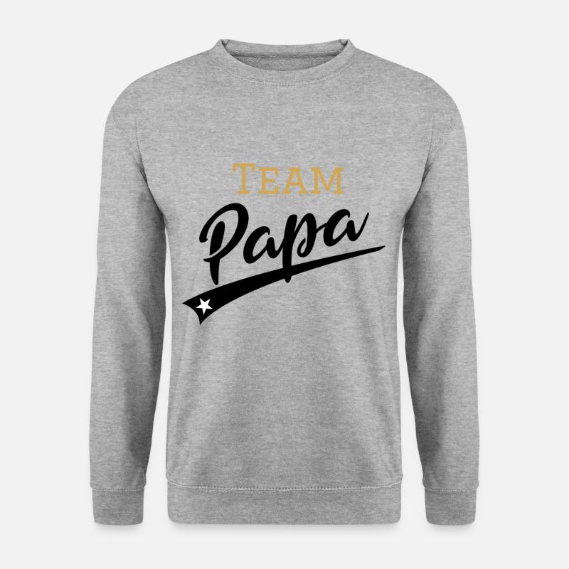 Team Papa | Teamwork | Retro style Vatertag | Fest - Unisex Pullover - Weißgrau meliert