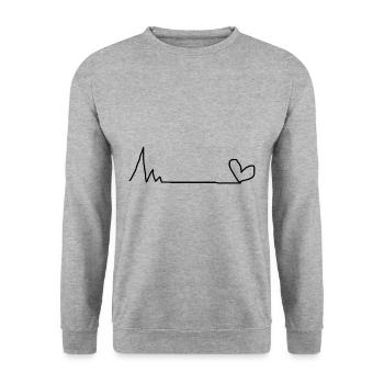 herzlinie - Unisex Pullover - Weißgrau meliert - Vorne - Alina (178cm) & Michal (187cm)