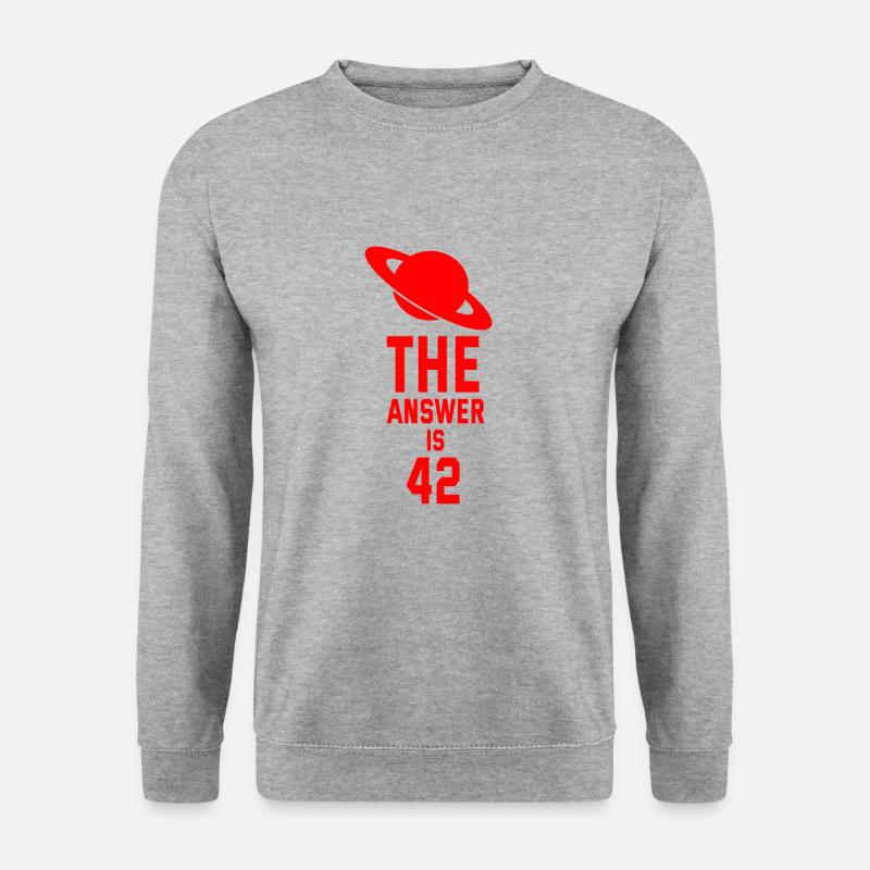 The Answer Is 42, Die Antwort ist 42. Spruch. - Unisex Pullover - Weißgrau meliert