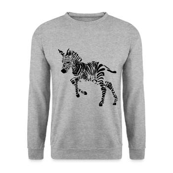 Zebra - Unisex Pullover - Weißgrau meliert - Vorne - Alina (178cm) & Michal (187cm)