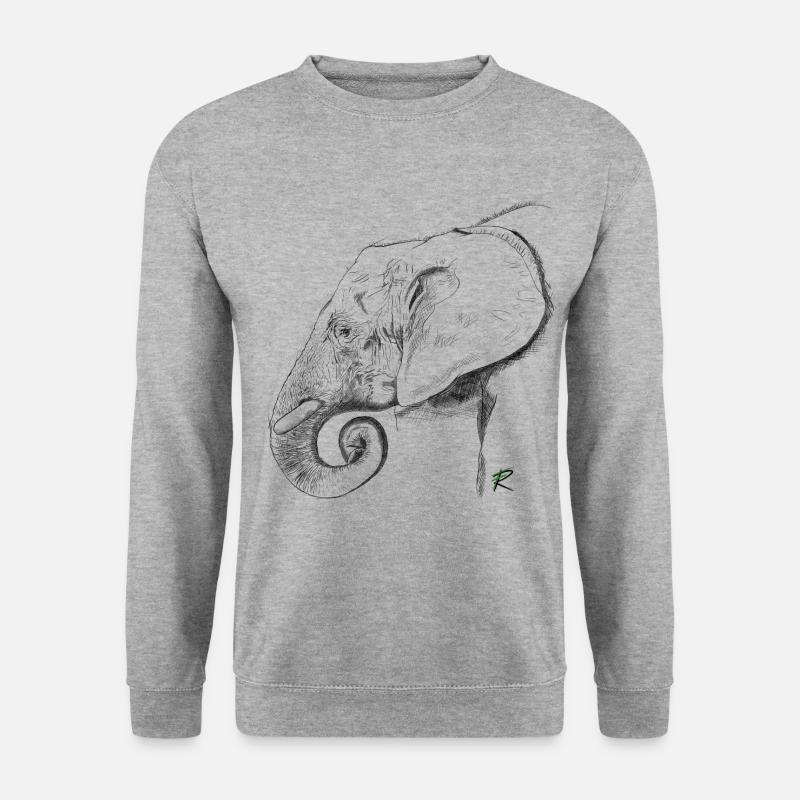 Elefant - Unisex Pullover - Weißgrau meliert