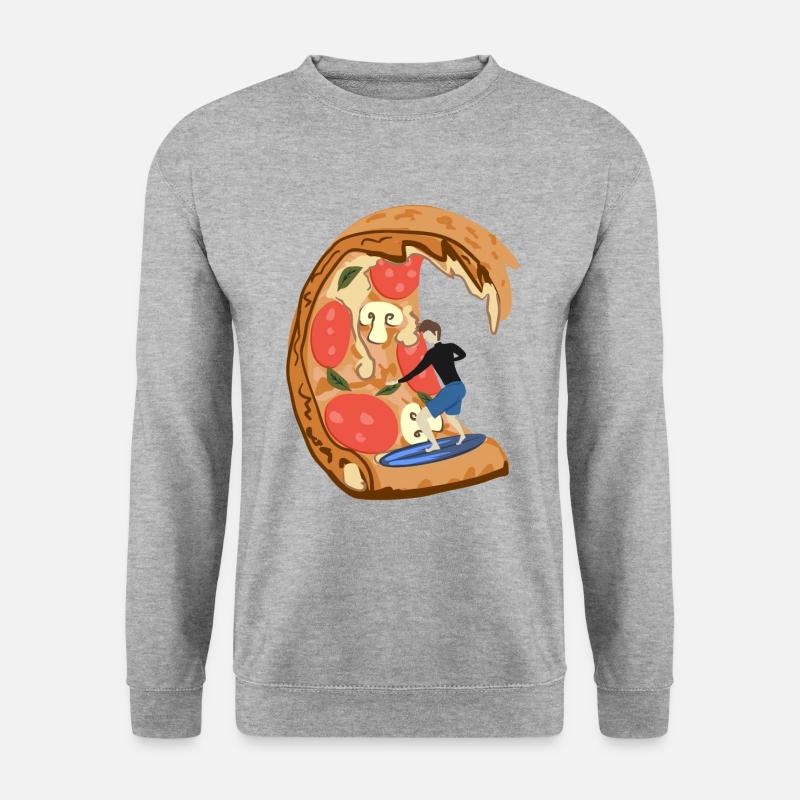 Pizza Surfer - Unisex Pullover - Weißgrau meliert