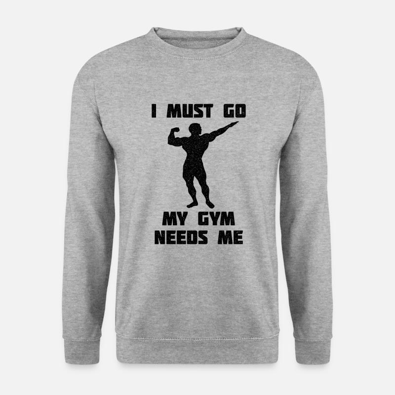 Lustiges Gym Shirt - Unisex Pullover - Weißgrau meliert