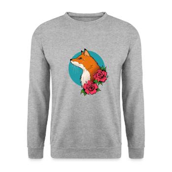 Fox - Unisex Pullover - Weißgrau meliert - Vorne - Alina (178cm) & Michal (187cm)