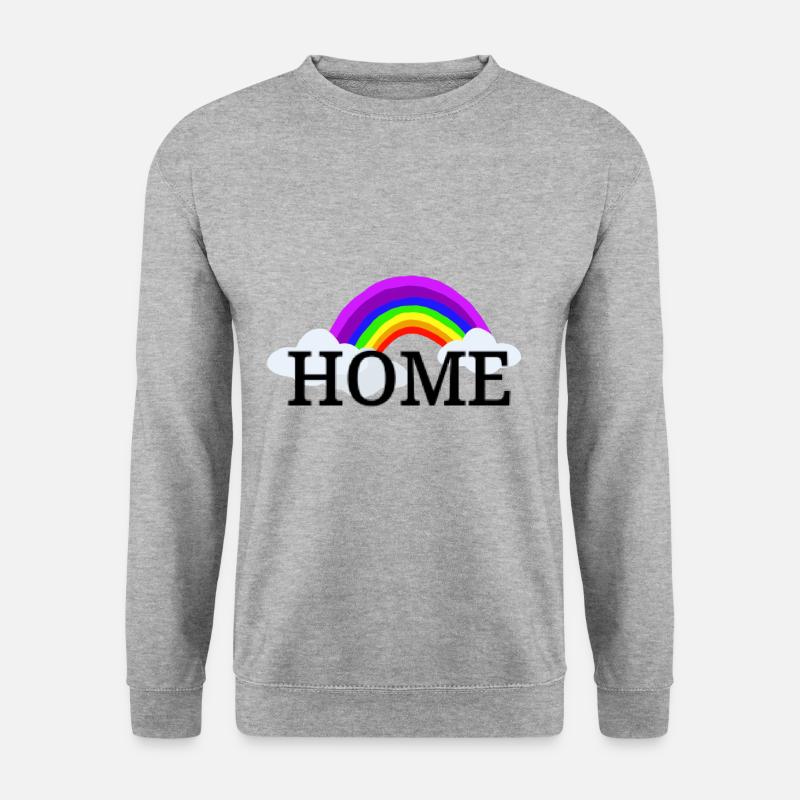 Regenbogen Geschenk Regenbogenshirt Home Zuhause - Unisex Pullover - Weißgrau meliert