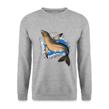 Sea Lion very light colors - Unisex Sweatshirt - salt & pepper - Front - Alina (178cm) & Michal (187cm)