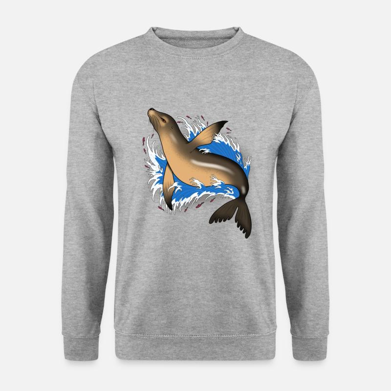 Sea Lion very light colors - Unisex Pullover - Weißgrau meliert