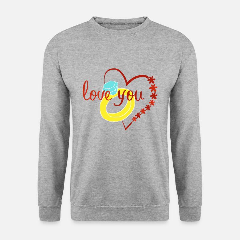 Heiratsantrag Liebe Beziehung Hochzeit Verlobung - Unisex Pullover - Weißgrau meliert