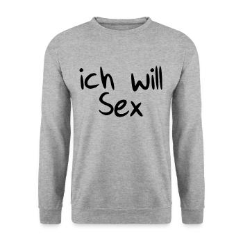 ICH WILL SEX - Unisex Pullover - Weißgrau meliert - Vorne - Alina (178cm) & Michal (187cm)