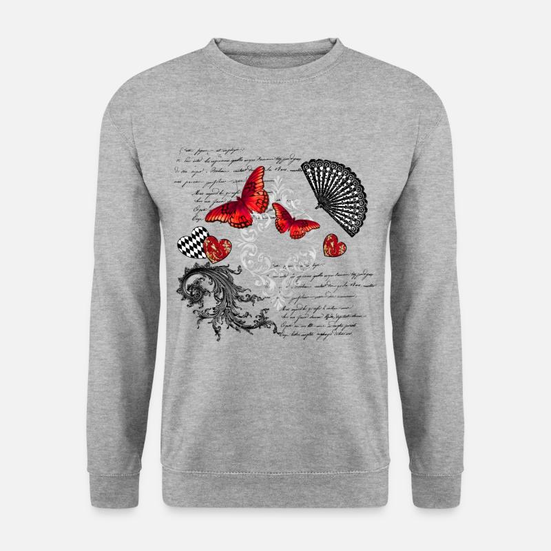 Schmetterlinge romantisch - Unisex Pullover - Weißgrau meliert