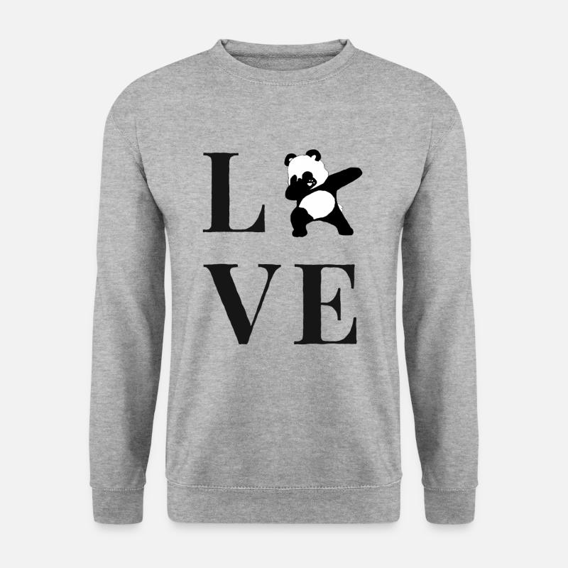 Dabbing Panda Love - Unisex Pullover - Weißgrau meliert