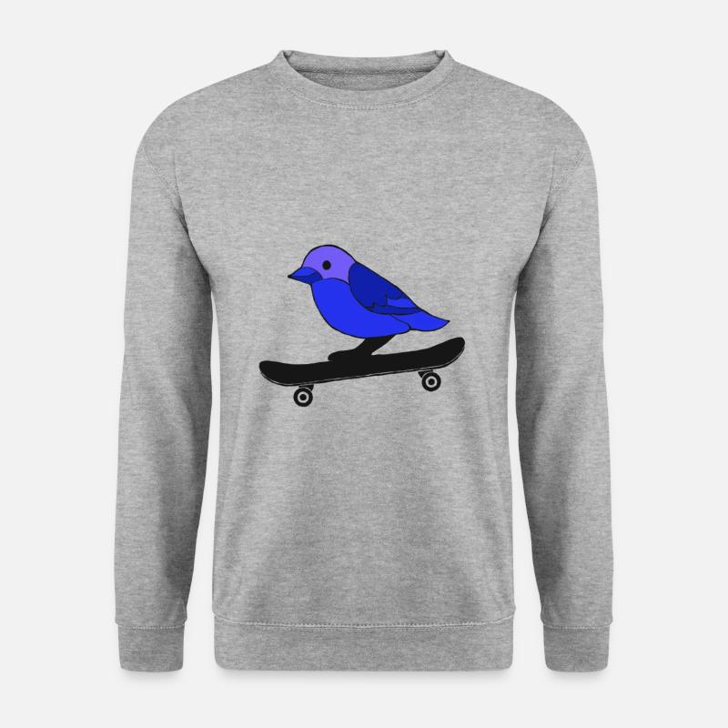 süßer Skatender Vogel - Unisex Pullover - Weißgrau meliert