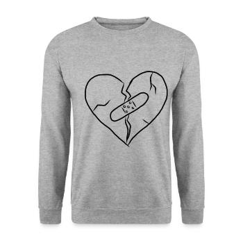 Trennung Liebesaus Liebeskummer Herz Geschenk - Unisex Pullover - Weißgrau meliert - Vorne - Alina (178cm) & Michal (187cm)