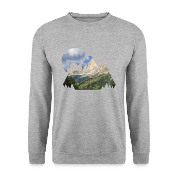 Berg Bergsteigen Landschaft Natur Berge Wald - Unisex Pullover - Weißgrau meliert - Vorne - Alina (178cm) & Michal (187cm)