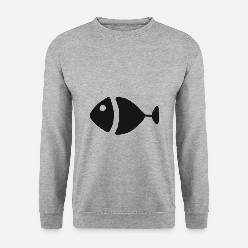 Fisch Fischer Fischen Angler Angeln Geschenk - Unisex Pullover - Weißgrau meliert