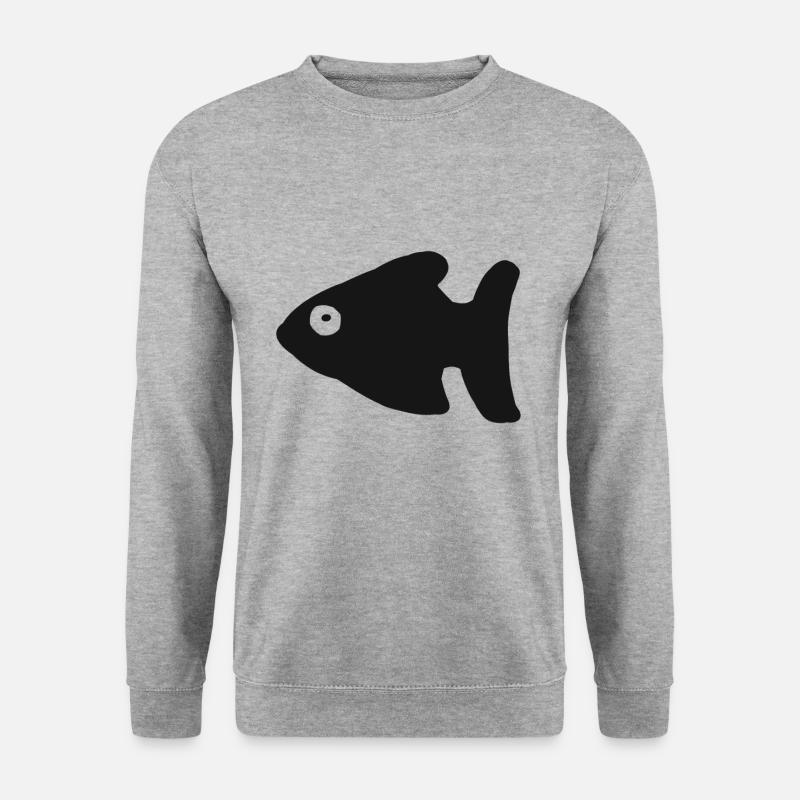 Fisch Fischen Fischer Angler Geschenk - Unisex Pullover - Weißgrau meliert