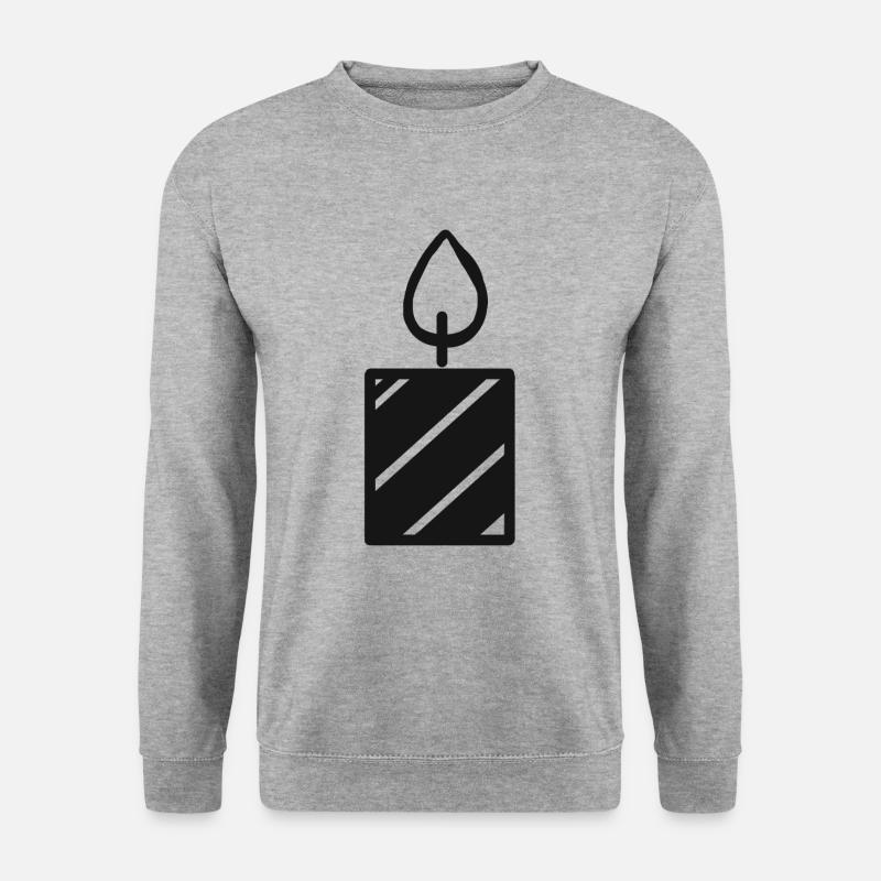 Kerze Kerzenlicht Geschenk - Unisex Pullover - Weißgrau meliert