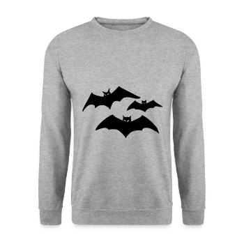 Fledermäuse Halloween Geschenk Fledermaus Kostüm - Unisex Pullover - Weißgrau meliert - Vorne - Alina (178cm) & Michal (187cm)
