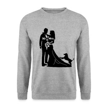 Marier les jeunes mariés avec le propriétaire d'un chien - Sweat-shirt Unisexe - gris chiné - Devant - Alina (178cm) & Michal (187cm)