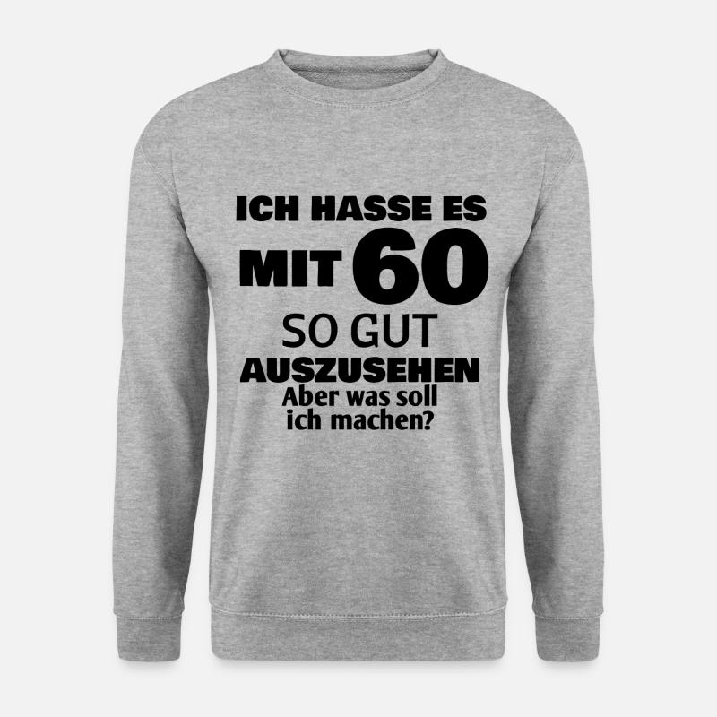 60. Geburtstag 60 Jahre alt Geburtstagsgeschenk - Unisex Pullover - Weißgrau meliert