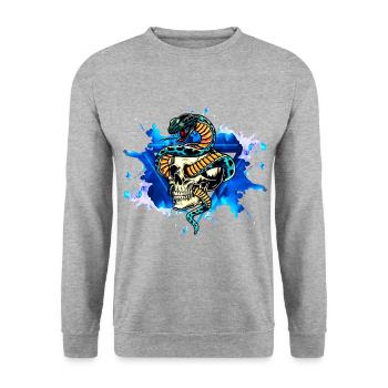 Snake Snake Cobra Skull - Unisex Sweatshirt - salt & pepper - Front - Alina (178cm) & Michal (187cm)