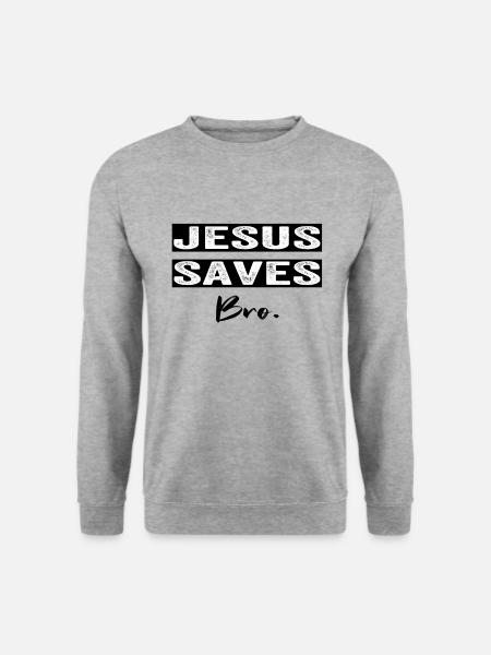 Jesus Christus Saves Bro Gesichtsmaske Christen - Unisex Pullover - Weißgrau meliert