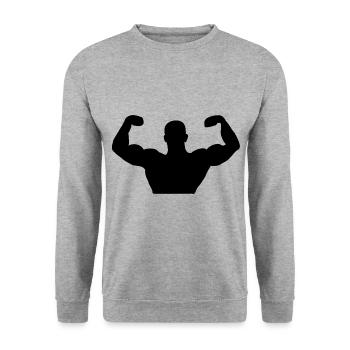 Biceps muscle fit bodybuilder weight training fitness - Unisex Sweatshirt - salt & pepper - Front - Alina (178cm) & Michal (187cm)
