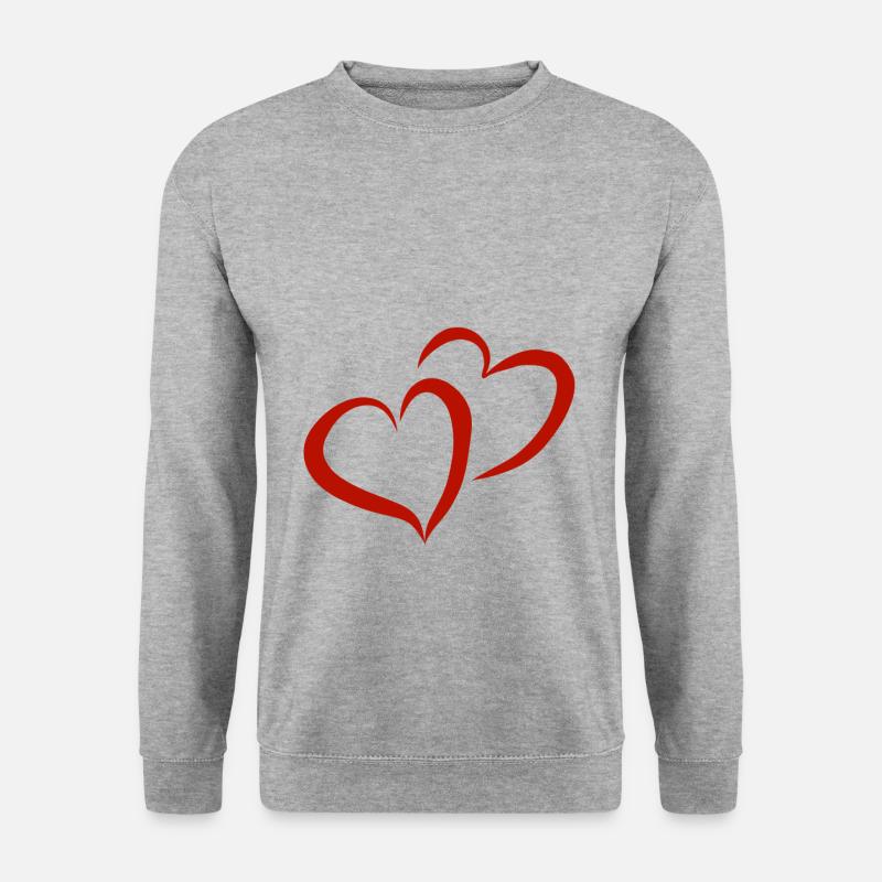 Herzen Valentinstag Hochzeit Herz Love Paar Liebe - Unisex Pullover - Weißgrau meliert